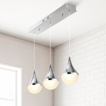 Elyse Teardrop Modern Mid-Century Iron/Acrylic Integrated Linear LED Pendant - JONATHAN Y